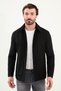 Gray Slim Fit Velvet Collar Men's Trenchcoat with Pocket Pockets Black - 21326.25K - 4
