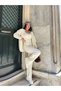 Women's Cream Crop Blouse Cardigan Pants 3-Piece Winter Knitwear Set - 6