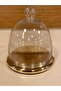 Paste and Cake Blowing Glass Cover Bell Jar and Brass Gold Stand Diameter 21 cm