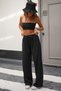 Black Lycra Cotton High Waist Wide Leg Palazzo Fabric Trousers - 6