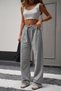 Gray Summer Lycra Cotton High Waist Wide Leg Palazzo Fabric Trousers - 8