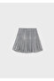 Girl's Glittery Hair Braid Patterned Pleated Knitwear Skirt - Silver - 3
