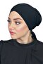 Tie-Back Jersey Bonnet Caps Under Scarf Head Wraps Lightweight and Comfortable- Black