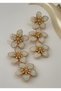 Korean Style Cherry Blossom Model Triple Dangle Luxury Design Earrings - Gold Plated Evening Dress & Bridal Earrings - 2