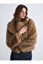 Brown Jacket Collar Women's Fur Coat - 2