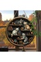 MULTI 1pc, cat lover round wooden hanging sign 20cm x 20cm, whimsical cat in library wall art, multi - 2