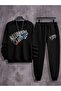 Children's Printed Crew Neck Sweatshirt and Sweatpants Set 3 Thread Raster for Autumn/Winter