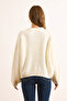 Women's Ecru Crew Neck Soft Textured Basic Knit Sweater Kzk-19000987 - 7