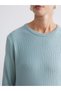 Lcwaikiki classic green crew neck self-printed women's knit sweater - 6