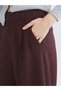 Burgundy Loose Fit Wide Leg Women's Trousers - 4