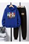 Children's Printed Hooded Sweatshirt and Sweatpants Set 3 Thread Raster for Autumn/Winter