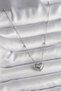 316L Steel Silver Color Ball Bead Detail Chain Heart Model Women's Necklace - - 2
