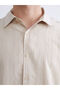 Beige Regular Fit Long Sleeve Dobby Men's Shirt - 3