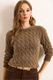 Women's Mink Hair Braided Crop Beard Knitwear Blouse Blz-19003097 - 5