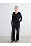Black V-Neck Women's Knitwear Sweater - 5