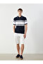 Polo Neck Short Sleeve Striped Men's Knitwear Sweater - 2
