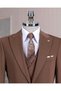 Italian Style Slim Fit Jacket Vest Pantalon Suit Brown T13958 - 2