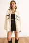 Women's Ecru Premium Cashmere Look Knitwear Jacket with Pocket and Collar Detail Ckt-19000461 - 4