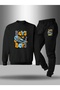 Children's Printed Crew Neck Sweatshirt and Sweatpants Set 3 Thread Raster for Autumn/Winter