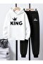 Children's Printed Hooded Sweatshirt and Tracksuit Set 3-Thread Brushed Inside for Autumn/Winter