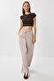 Shiny Surface Pocketed Woven Trousers Lan0060 Beige - 2