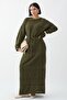 Patterned Openwork Khaki Knitwear Dress - 7