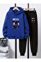 Children's Printed Hooded Sweatshirt and Sweatpants Set 3 Thread Raster for Autumn/Winter