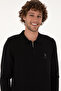 Men's Slim Fit Half Zip Polo Collar Black Sweater 50308569-Vr046 - 2