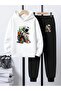 Children's Printed Hooded Sweatshirt and Sweatpants Set 3 Thread Raster for Autumn/Winter