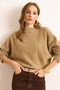 Women's Camel Crew Neck Bat Beard Knitwear Sweater Kzk-19000989 - 4