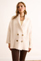 Women's Ecru Double-Breasted Collar Oversized Ribbed Knitwear Cardigan Hrk-19000381 - 6