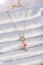 316L Steel Gold Color Colorful Heart Figure Charm Model Women's Necklace - - 2