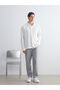 Ecru Comfortable Fit Long Sleeve Dobby Men's Shirt - 2