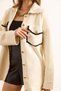 Women's Ecru Premium Cashmere Look Knitwear Jacket with Pocket and Collar Detail Ckt-19000461 - 3