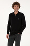 Men's Slim Fit Half Zip Polo Collar Black Sweater 50308569-Vr046 - 3