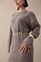 Openwork Milk Coffee Knitwear Dress - 3