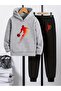 Children's Printed Hooded Sweatshirt and Sweatpants Set 3 Thread Raster for Autumn/Winter