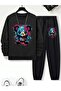 Children's Printed Crew Neck Sweatshirt and Sweatpants Set 3 Thread Raster for Autumn/Winter