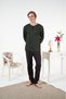 Men's Winter Plaid Combed Cotton Interlock Pajama Set Green - 7