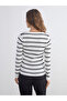 Ecru V-Neck Striped Women's Knit Sweater from Plus-Store - 7
