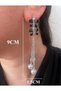 Silver Colored Long Black Stone Butterfly Model Dangle Stylish Party Engagement Henna Wedding Evening Dress Earrings - 2
