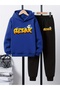 Children's Printed Hooded Sweatshirt and Tracksuit Set 3-Thread Brushed Inside for Autumn/Winter