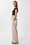 Shiny Surface Pocketed Woven Trousers Lan0060 Beige - 3