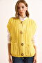 Women's Yellow Thick Knitted Cardigan with Large Buttons Hrk-19000382 - 5
