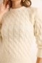Women's Ecru Hair Braided Crop Beard Knitwear Blouse Blz-19003097 - 6