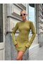 Women's Green Tie-Up Deep Back Cut-Out Long Sleeve Seersucker Textured Mini Short Party Dress - 3