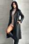 Women's Leather Trench Coat - Stylish Seasonal with Long Belt - 2