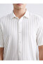 Ecru Regular Fit Short Sleeve Striped Men's Shirt - 3