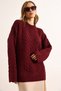 Women's Burgundy Thick Hair Braided Oversize Knitwear Sweater Kzk-19000986 - 4