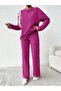 Women's Modern Street Style Fuchsia Brushed Inside Women's Tracksuit Set - 2